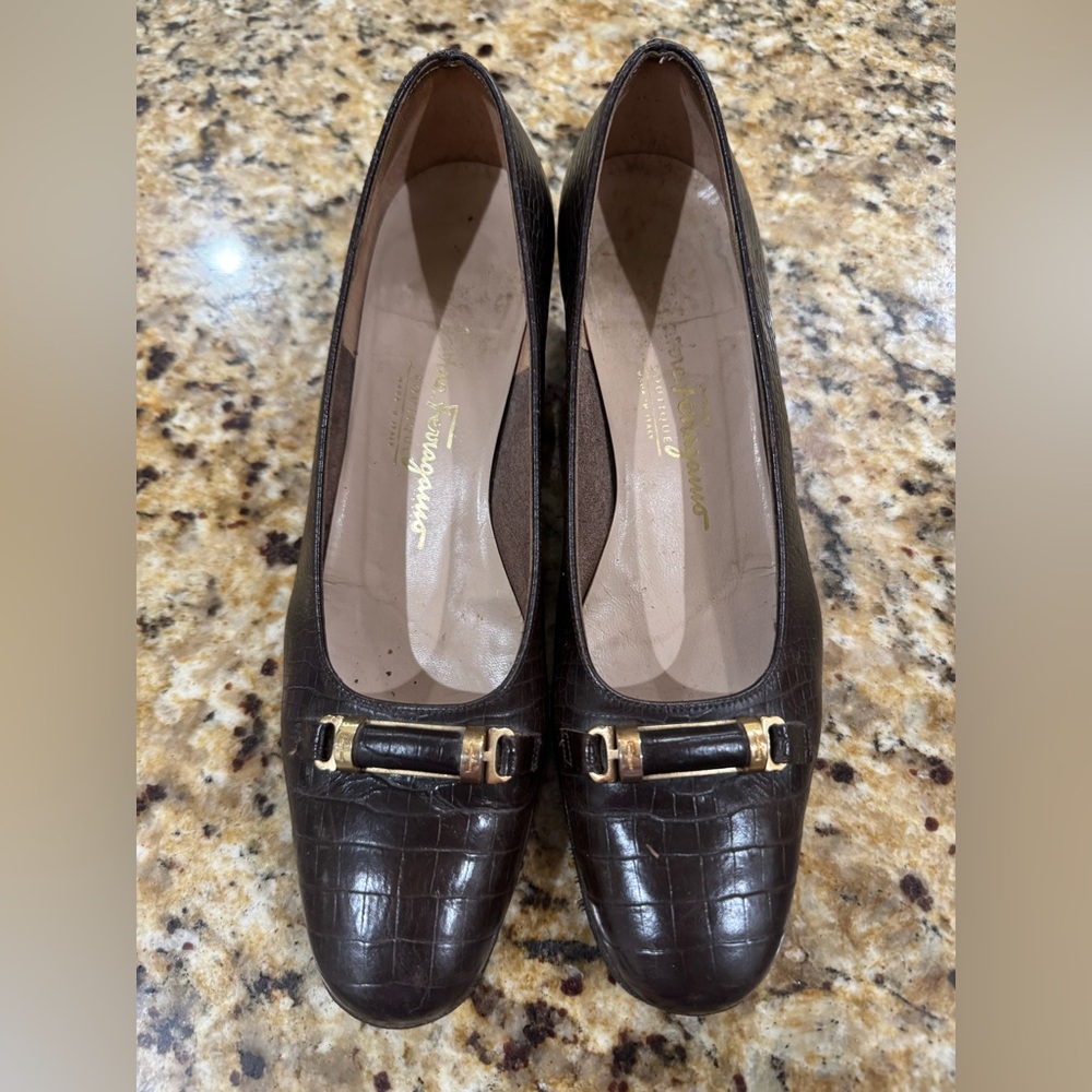 Salvatore Ferragamo Dark Brown Flats